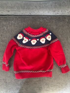 Kids’s Red Santa Yoke Crewneck Sweater